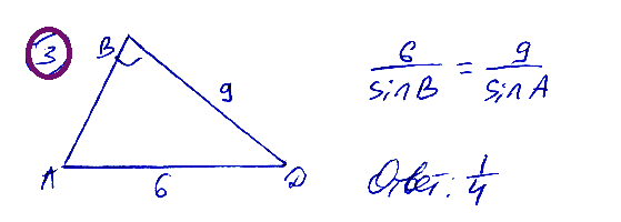 В треугольнике ABD синус угла В равен 1/6, BD = 9, AD = 6. Найдите синус угла А.