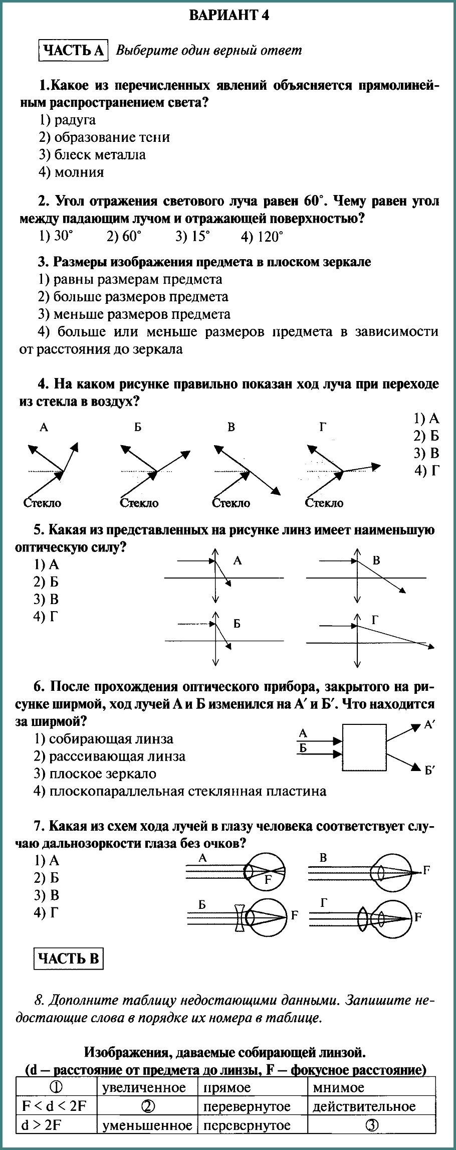 Физика 8 класс К5 Вариант 4