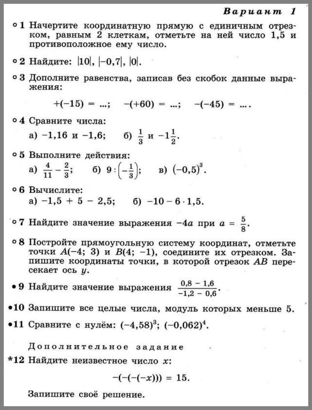 КР-7 Математика 6. Рациональные числа