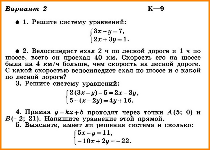 КР-9 Алгебра 7 Макарычев Вариант 2